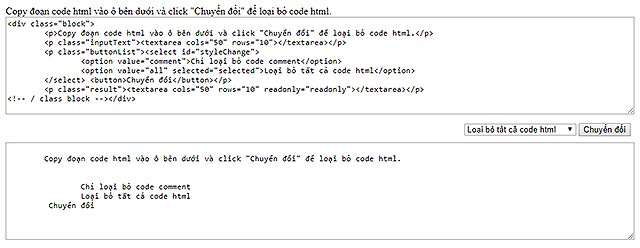 Loại bỏ code html (Remove HTML source code)